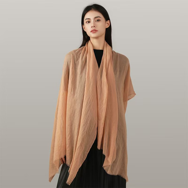 K1415 Solid color silk scarf long strip women's thin gauze scarf sun protection shawl outer wear new scarf accessories wholesale fashionable and 