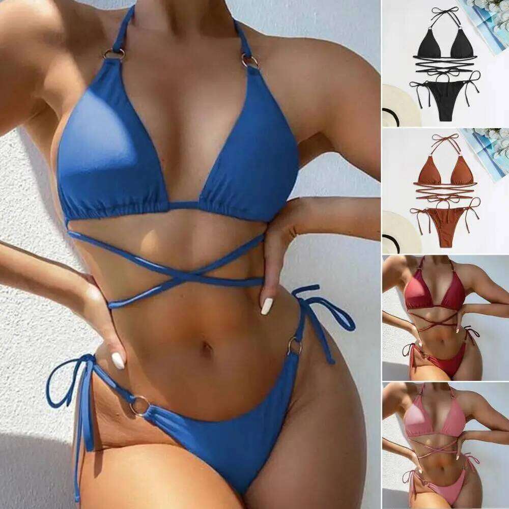 Slim Fit 2 Pcs/Set Popular Backless Summer Women Swimsuit Beachwear Lady Bikini Soft for Spa