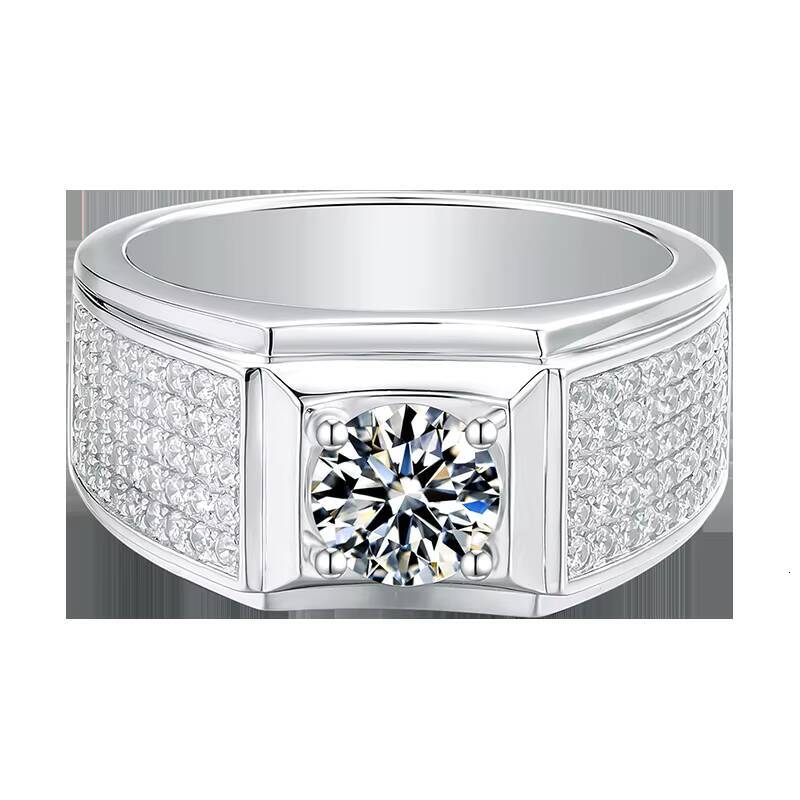 Moissanite 925 Sterling Silver Mens Series Ring