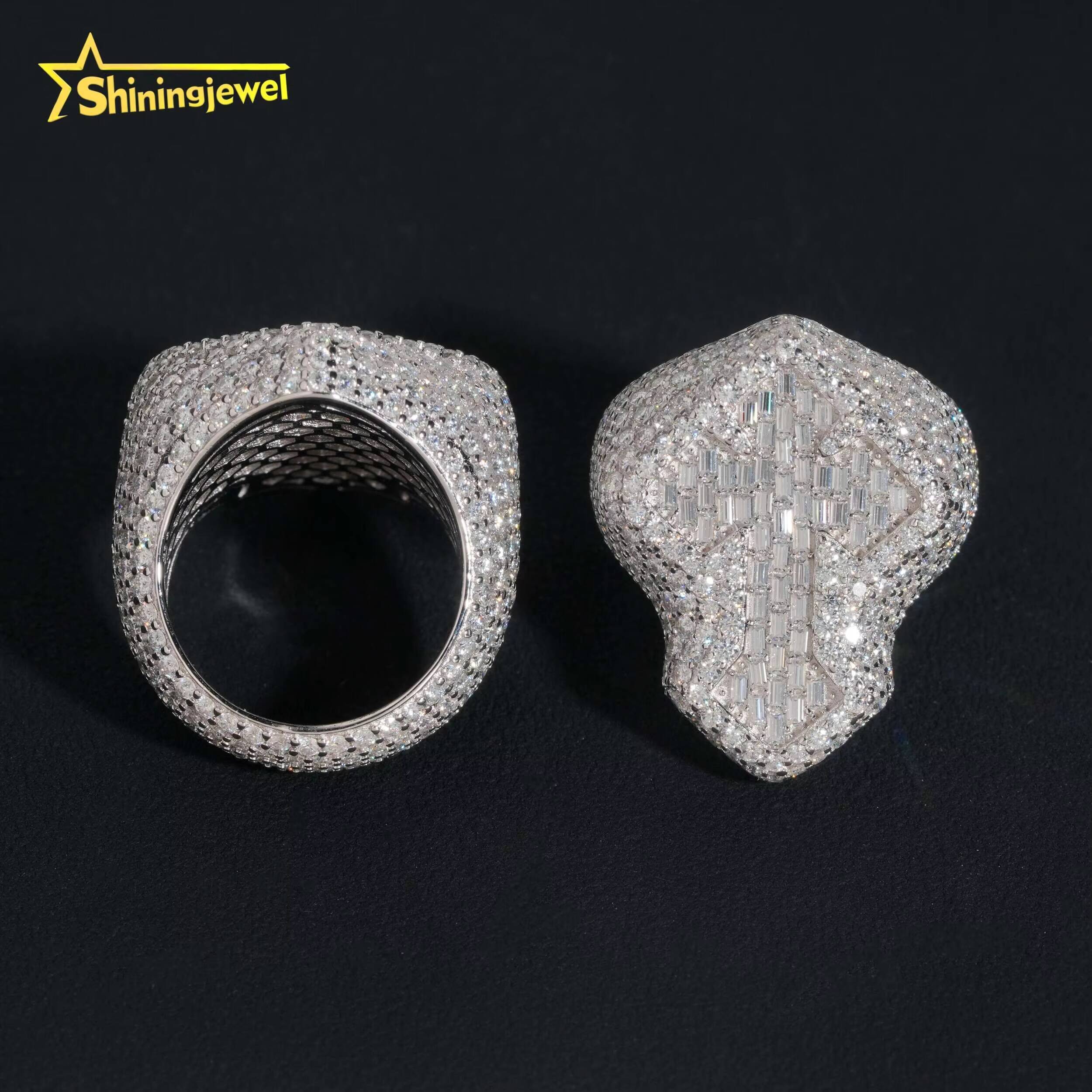 Hot Fashion Custom Diamond Jewelry 925 Sterling Silver Sparkling Diamond Hip Hop Men Rings Iced Out Moissanite Ring