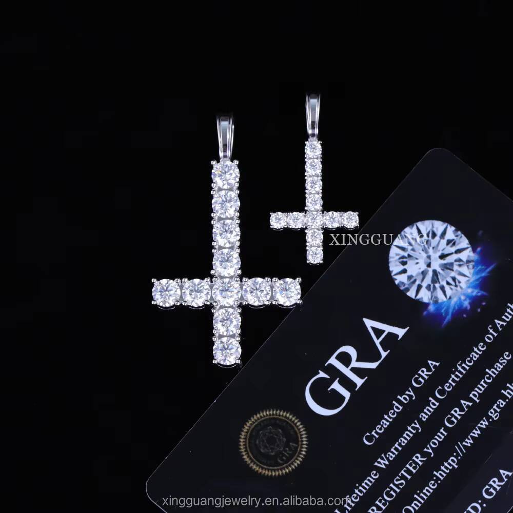 New Design Cross Pendant Real 925 Silver VVS D GRA Moissanite Diamond Pendant Fine Jewelry Hip Hop Pendant Custom for Men Women