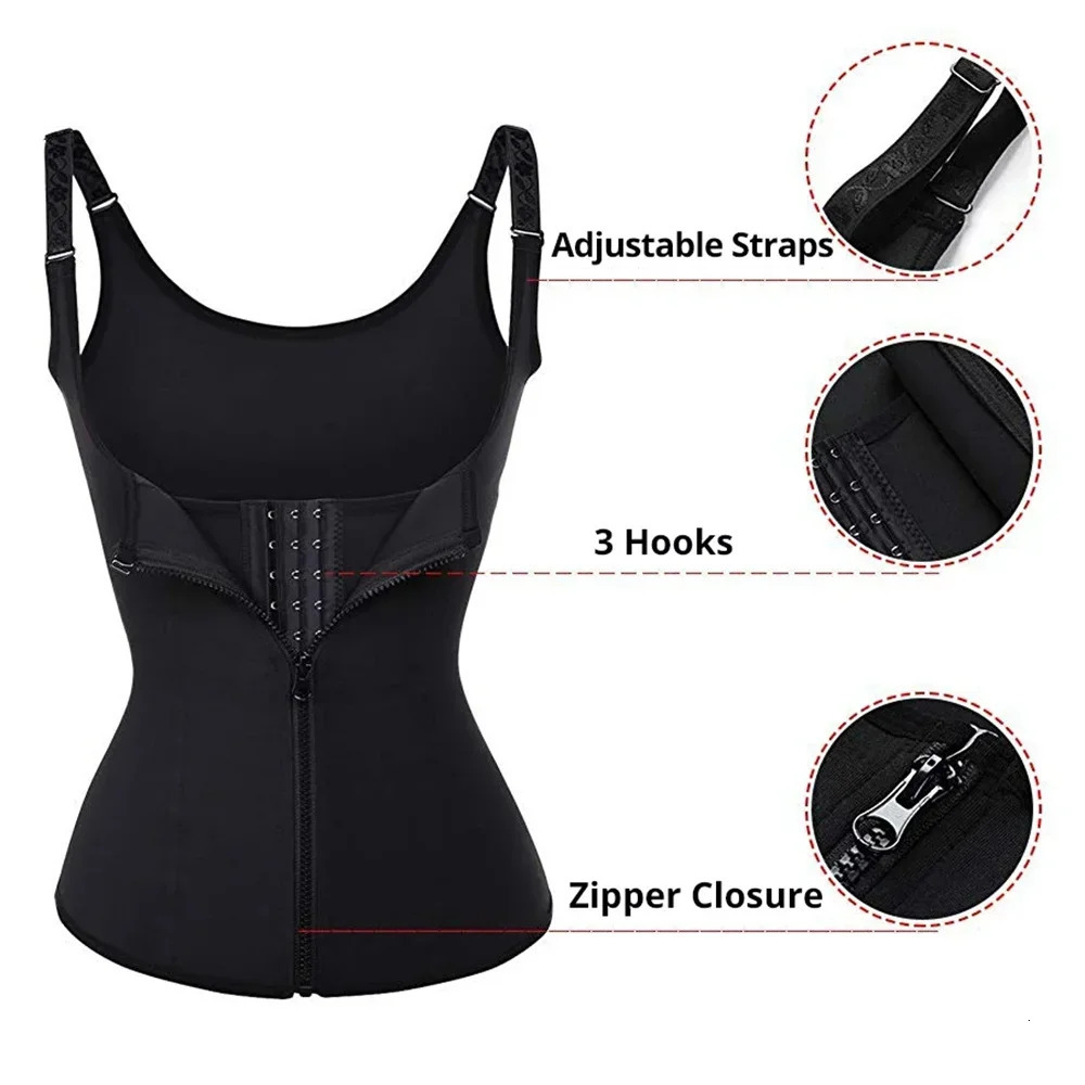 Waist Trainer Tank Top For Women Zipper Body Shaper Tummy Control Sleeveless Top Womens Activewear Body Shaping Underwear 250716