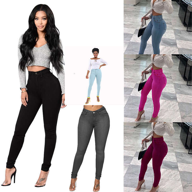 Autumn Straight Fashion Black High Elasticity Slim Fit Plus Size Hip Lift Women's Jeans