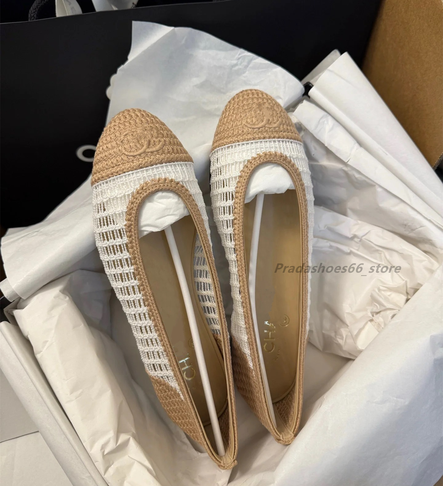 Paris 2025 Women's Woven Shoes Luxury Designer Brand Shoe Traffic Trend Ballet Ladies Elegant Loafers Sandals Comfortable Low Heel Flats Ballet chan