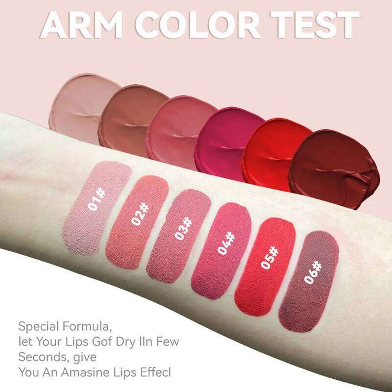 6 Colors Matte Lip Gloss Waterproof Lasting Lipstick Not Fading Sexy Nude Red Pink Veet Liquid Lipsticks Makeup Cosmetic X250720