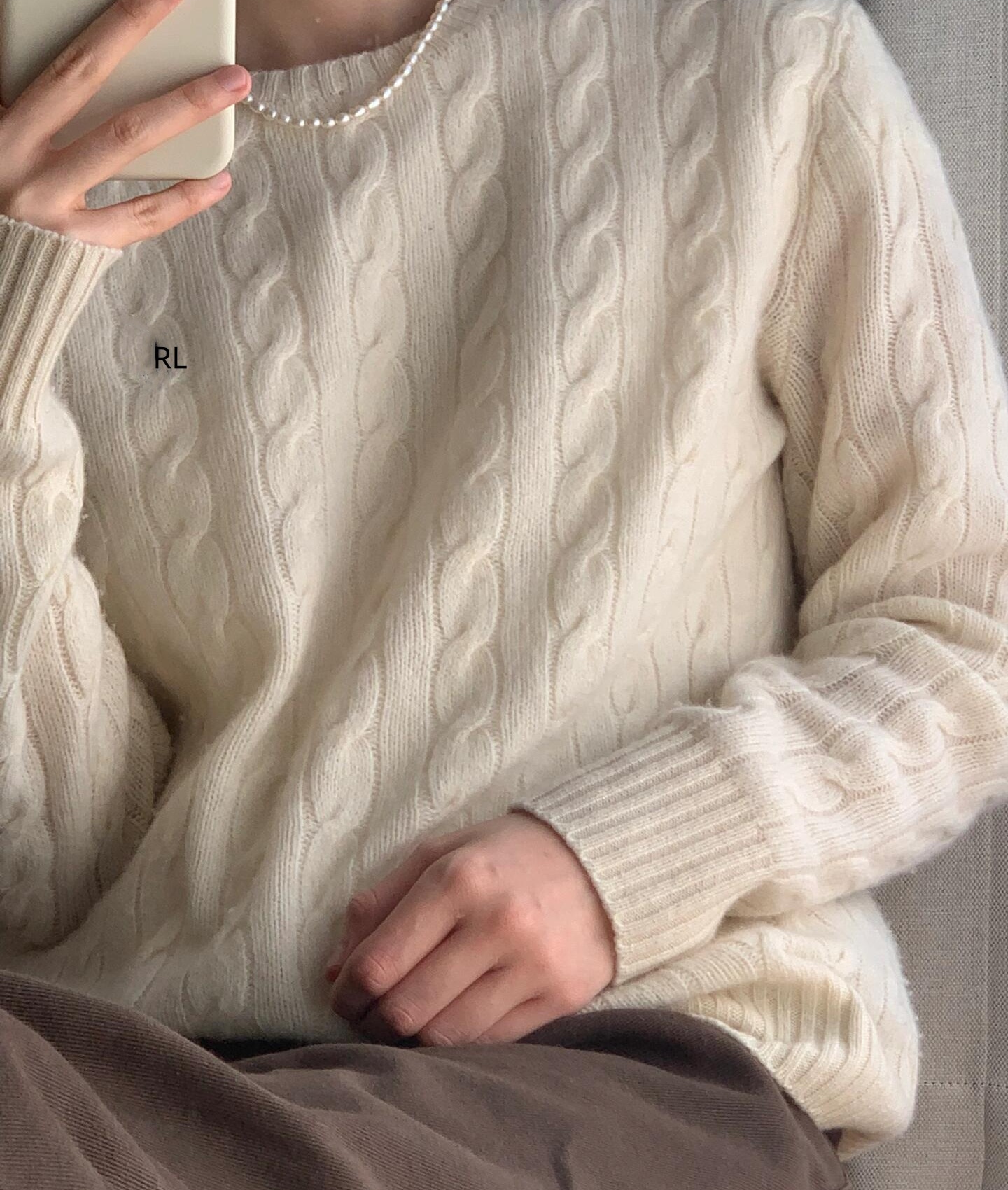 RL Little Horse Embroidered Round-neck Knit Sweater for Women - Winter and Autumn Warmth - Twisted Cotton Couple Pullover Sweater designer