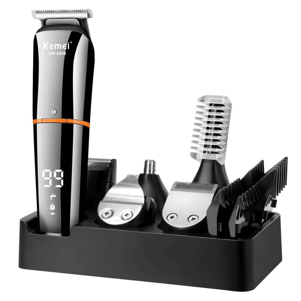 Kemei Waterproof 11 in 1 Men's Grooming Kit Electric Beard Cordless Razor Hair Clippers Rechargeable Nose Trimmer