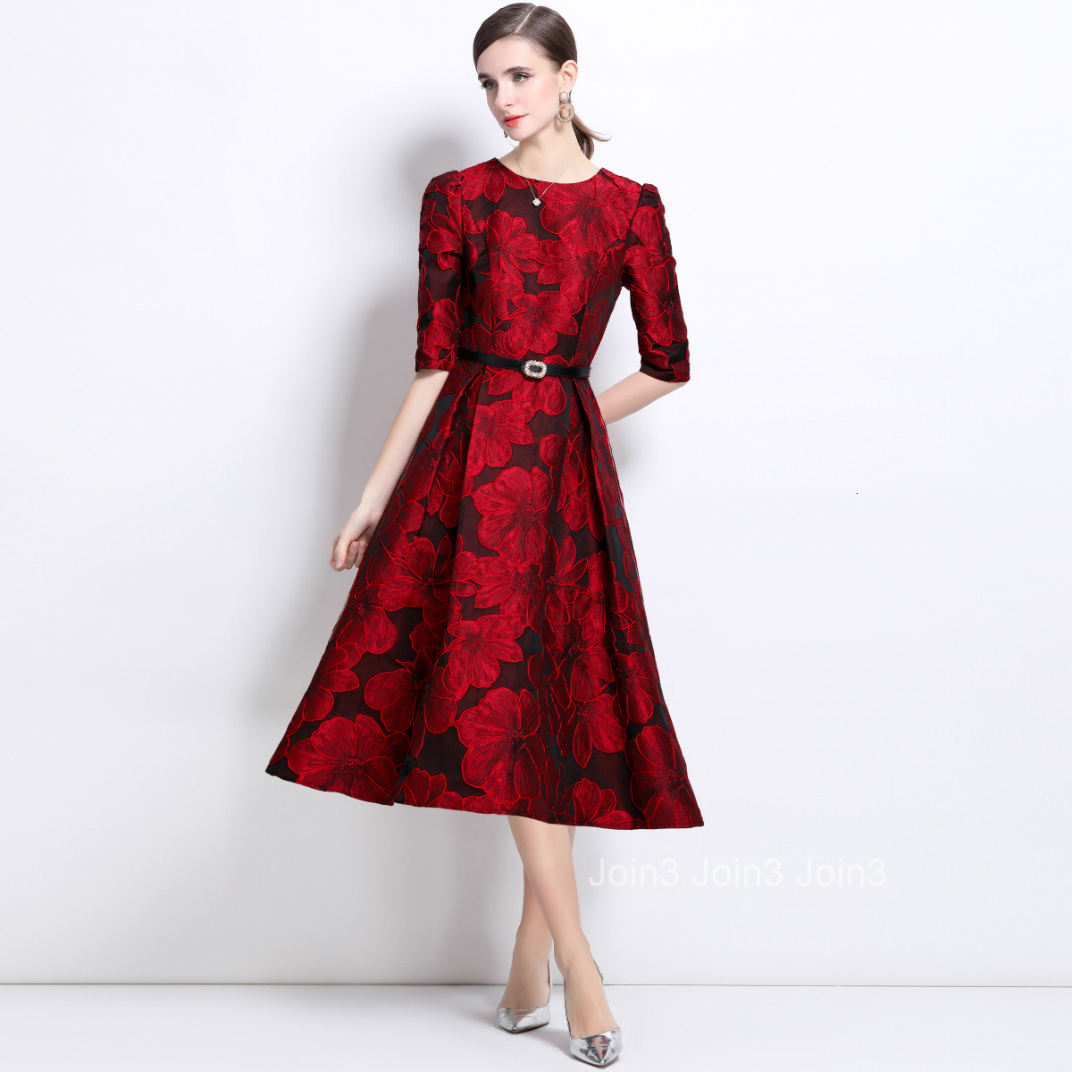 5859 Early Spring New French Style Socialite Jacquard Exquisite Slim Fit Dress