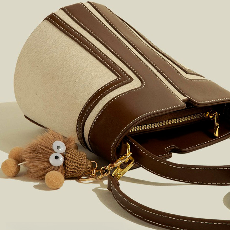 Original Frosted Women's Handbag Free Shipping Designer Luxury Trendy Bucket Bag Large Capacity New Retro Color Block Shoulder Crossbody Bag Casu