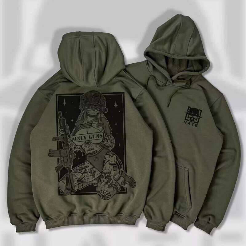 Cotton Sports Men Women Ins Net Red Design Pattern Printing Black Pullover Hoodie Spring And Summer New Loose Couple Tops