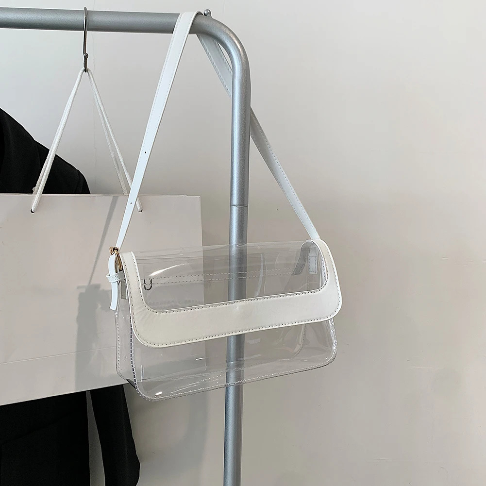 PVC Transparent Shoulder Bag See Through Cute Clear Purse Stadium Approved Casual Simple Fashion for Sports Festivals 250714