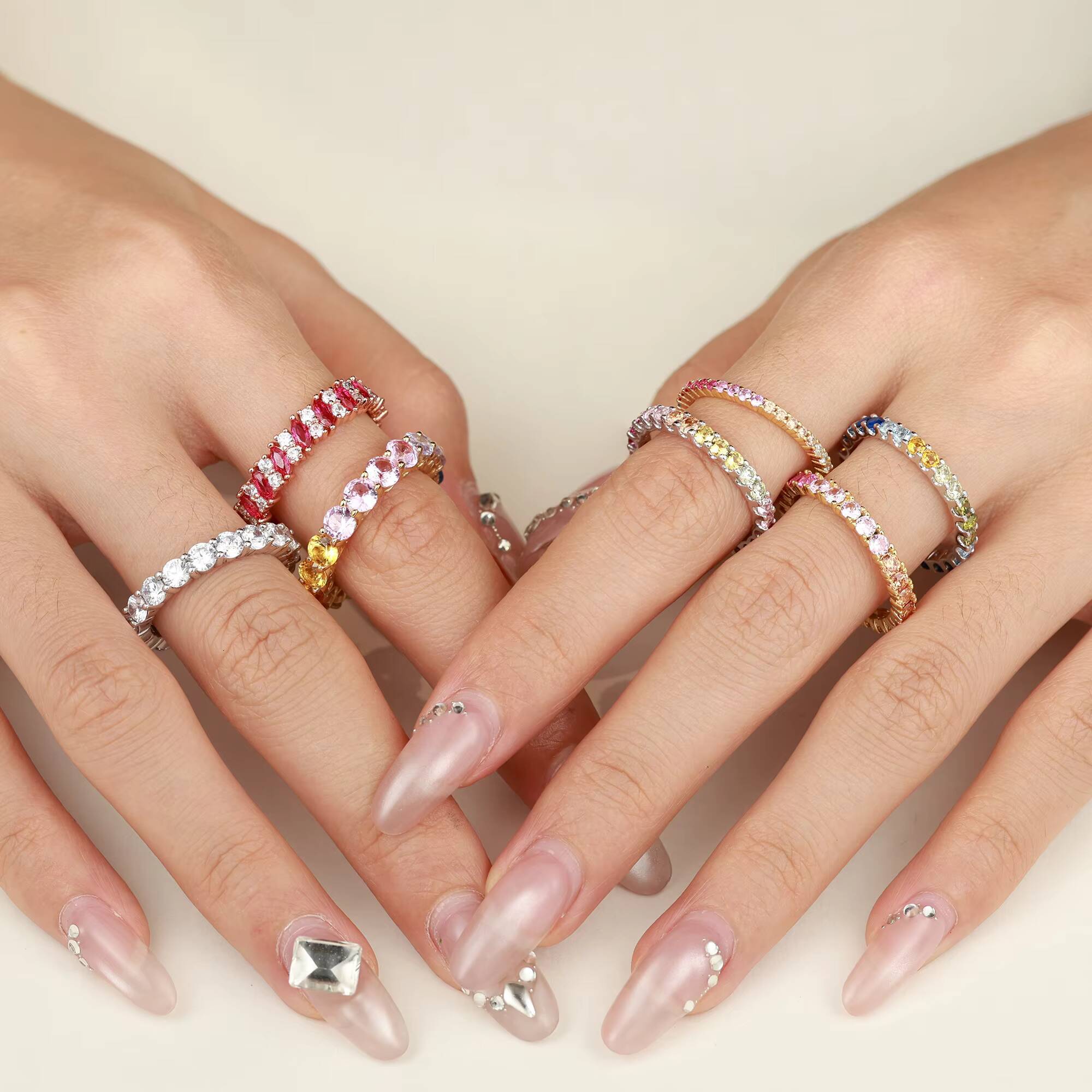 Cubic Zirconia Rings 4ct Sterling Silver Lab Grown Diamond Oval Moissanite 925 Silver Woman Birthstone Jewelry Fine Tennis Rings