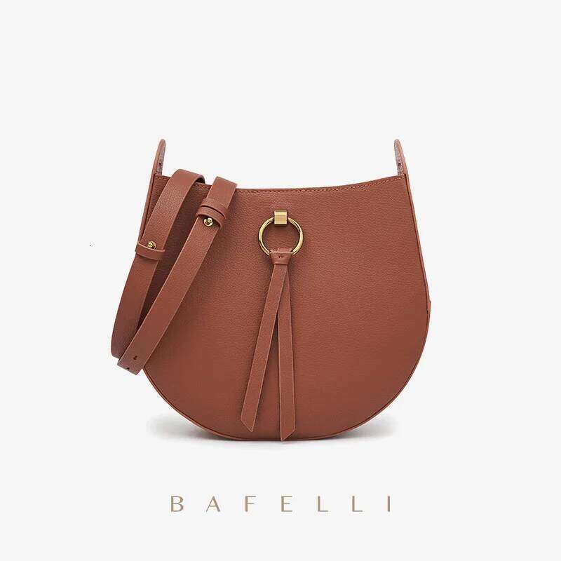 Luxury designer classic ladies BAFELLI brand fashion shoulder slung saddle retro style leather wallet.