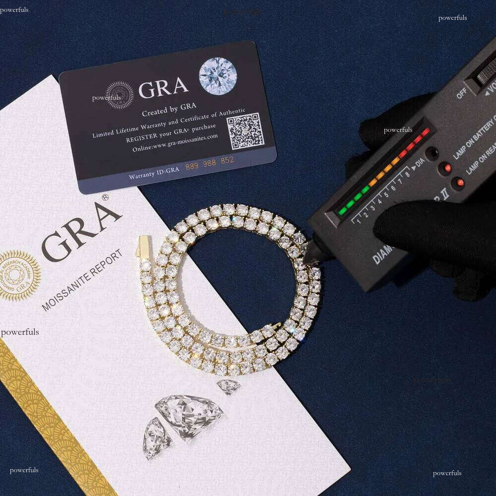 iced out VVS moissanite 3mm 4mm bracelet spring clasp lab dia tennis chain necklace