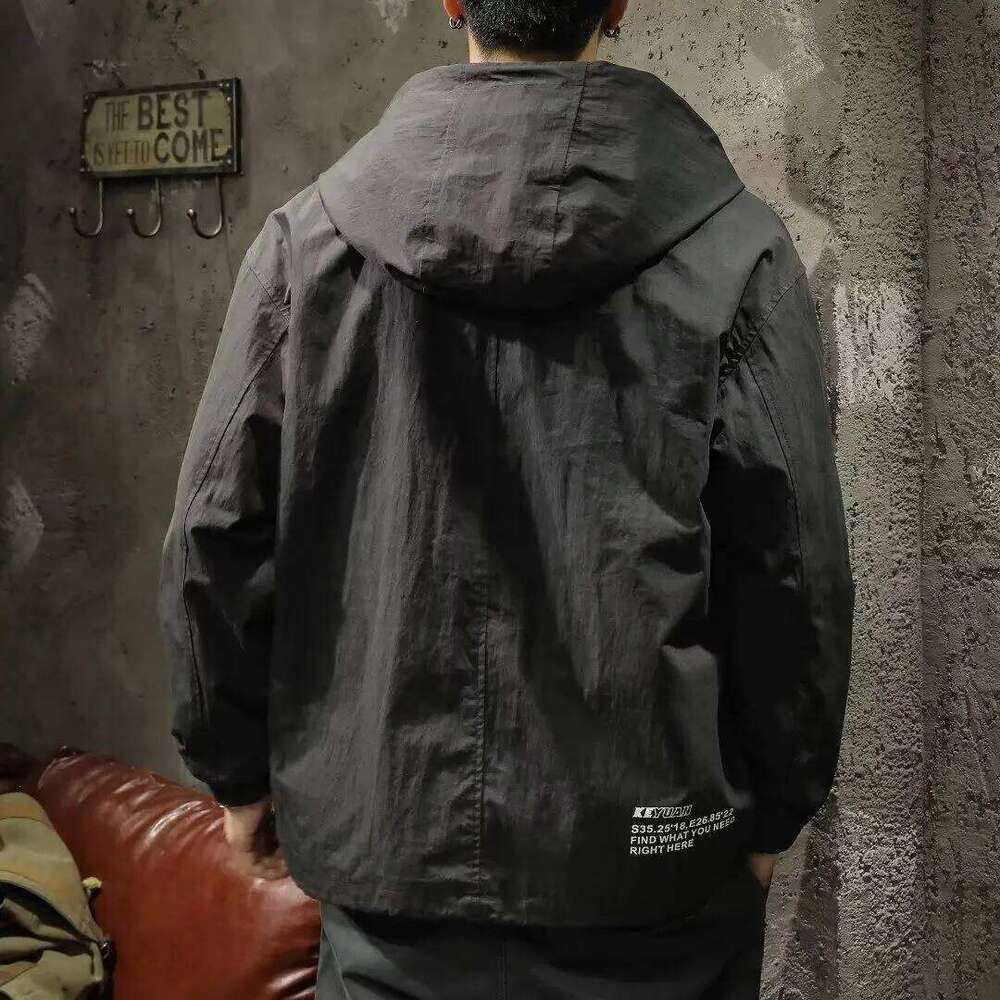 Big Size Zip-Up Hoodie Men Jacket Sweatshirt Military Windbreaker Haruku Hooded Pullover Vintage Long Sleeve Pockets Tops New