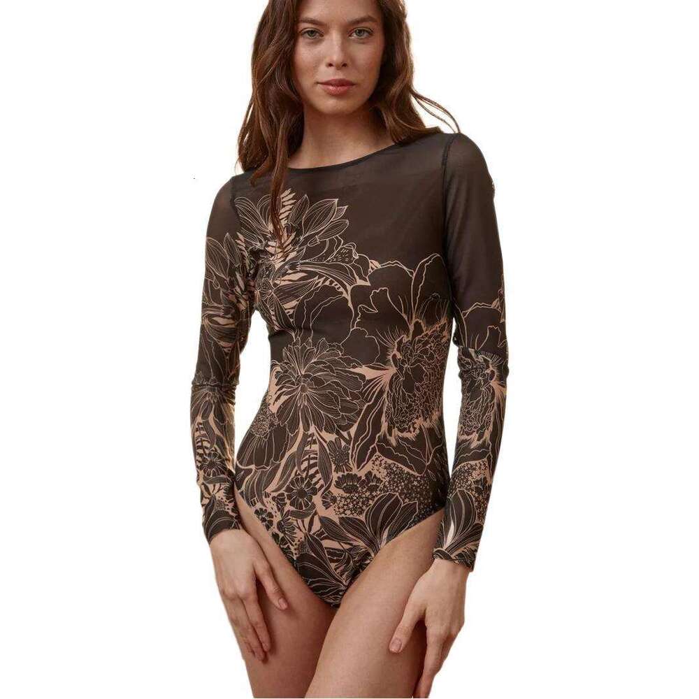 Russia 2025 Sexy Mesh One-Piece Bikini Positioning Print Swimsuit