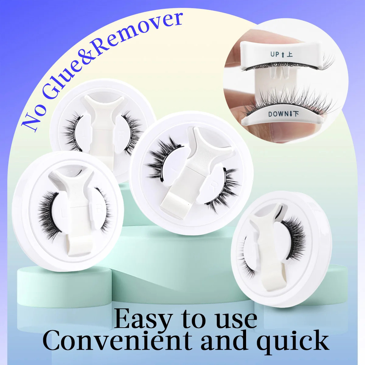 Magnetic Eyelashes Set 1 Pair Reusable No Glue Needed False with Tweezers Curly Faux Lashes Makeup Tool 250714