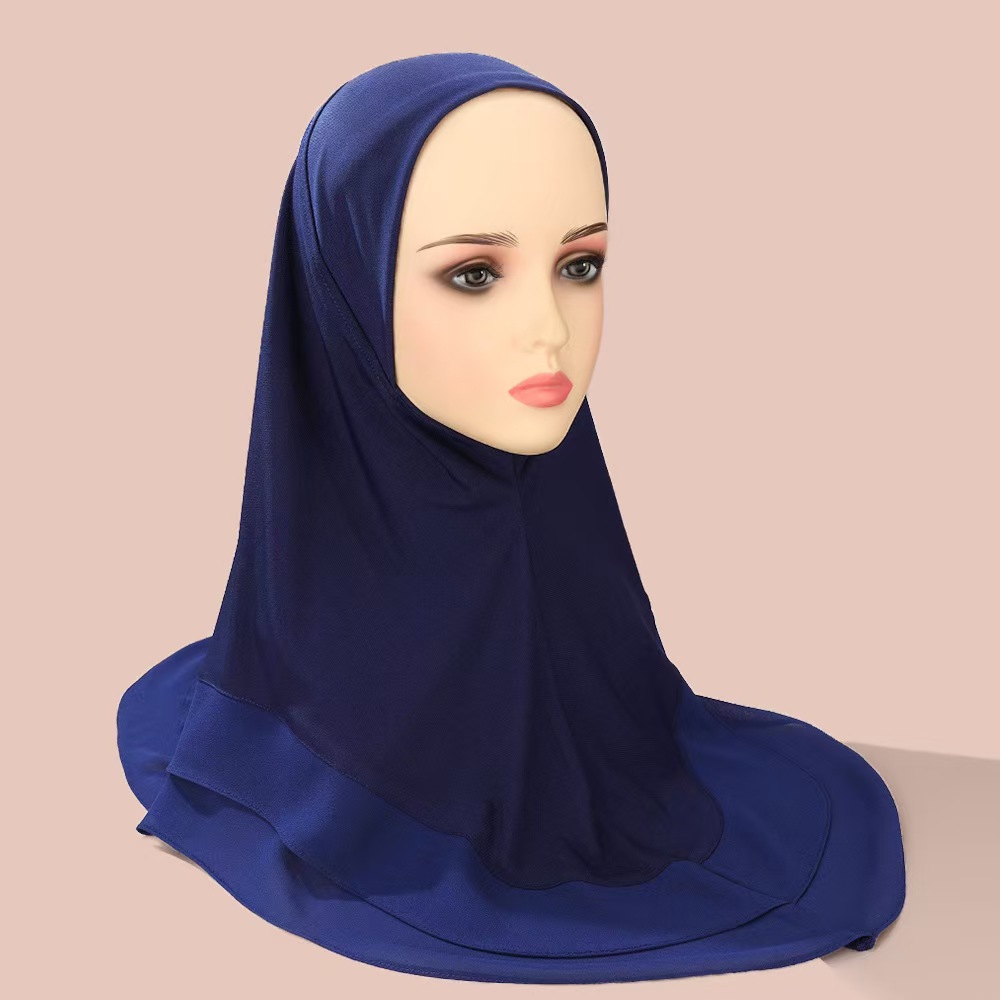 T1267 headband solid color crystal linen double layer round edge chiffon headscarf scarf