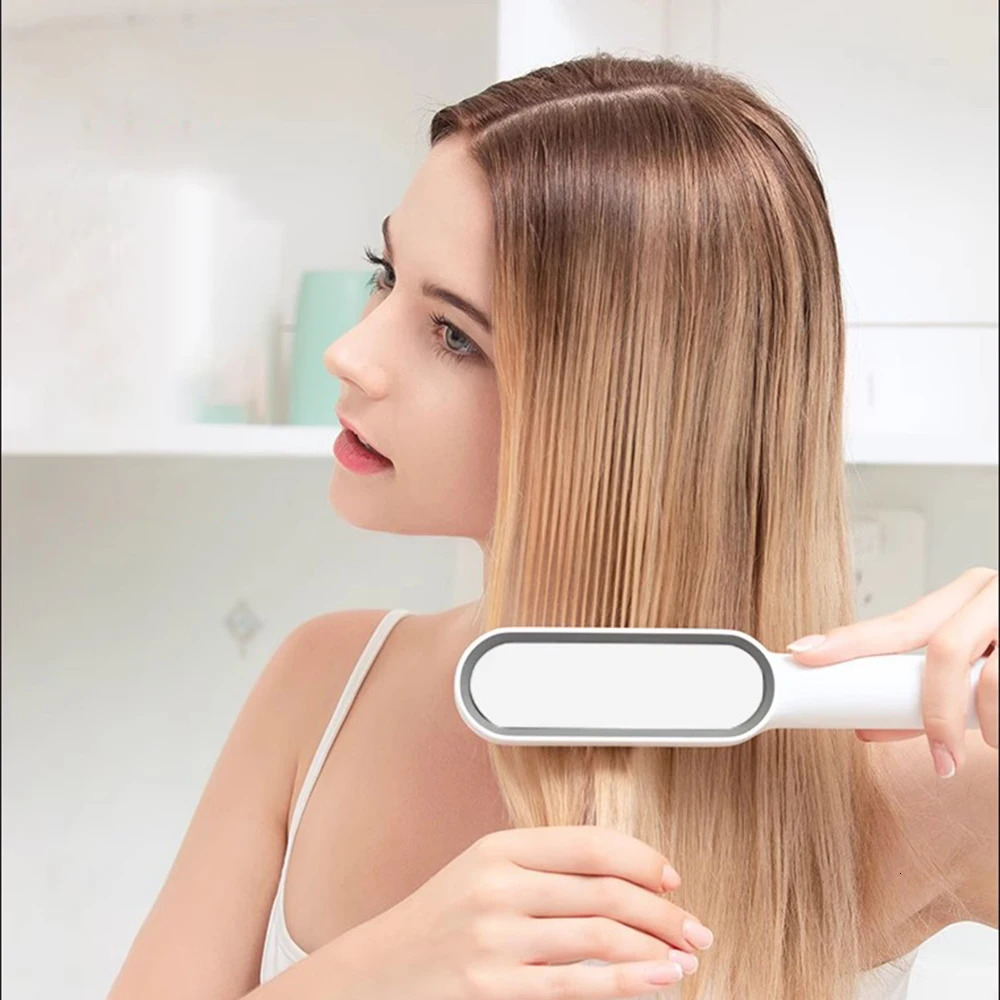 Hair Straightener Brush Ring Hair Straightener Comb Straightening Brush for Women with Splint Comb Electric Heating Comb Strai 250717