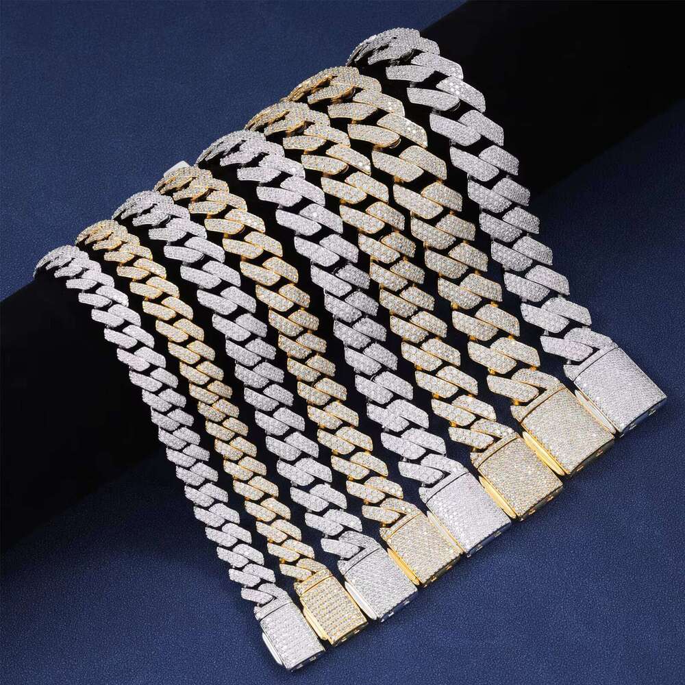 VVS D Moissanite Sterling Sier Cuban Bracelet Hip-Hop Style Cross Chain 6mm 8mm 10mm 12mm 16mm 18mm Sizes