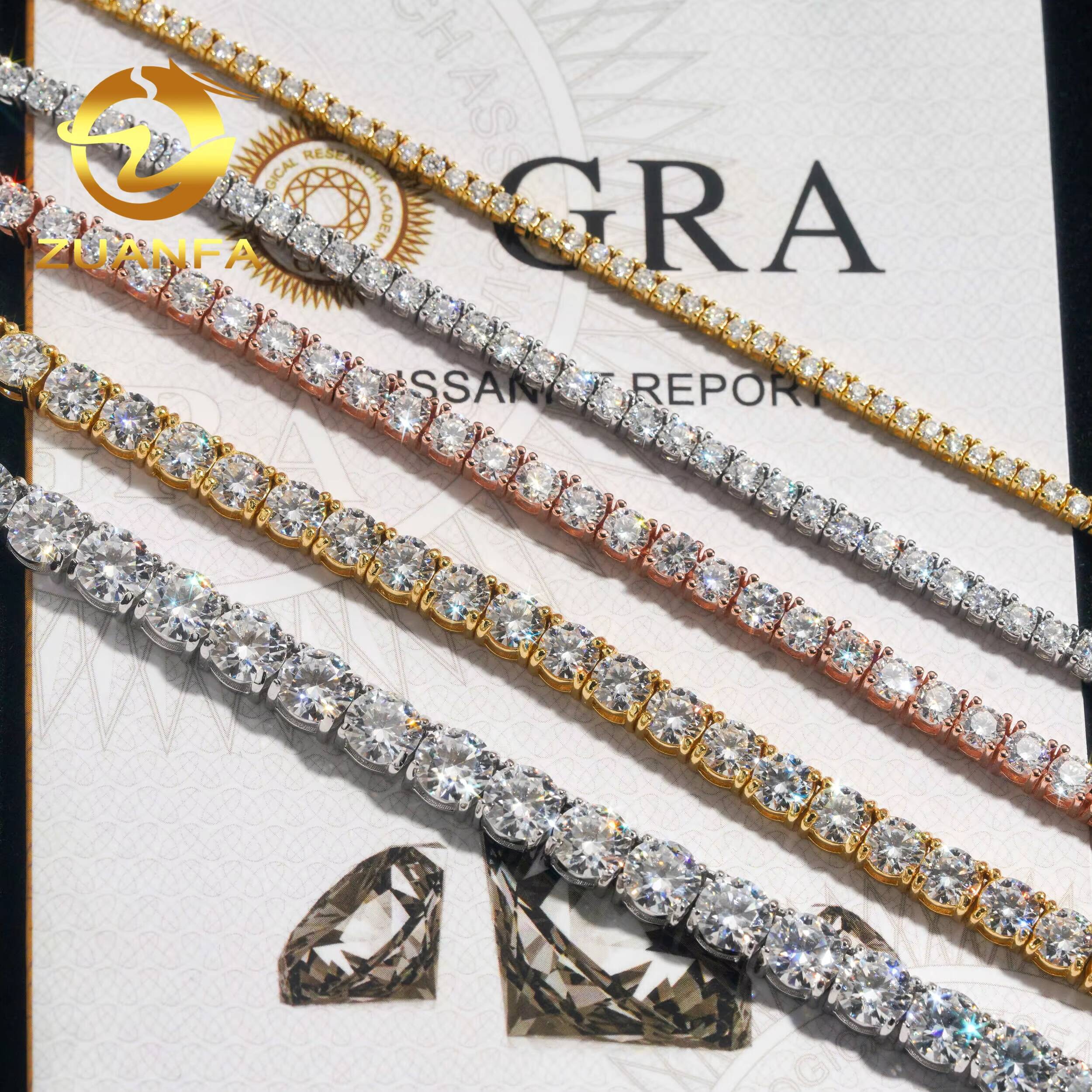 Factory Price Tennis Bracelet necklace Pass Diamond Tester Vvs Moissanite Hip Hop Jewelry Silver Lab Diamond Tennis Chain