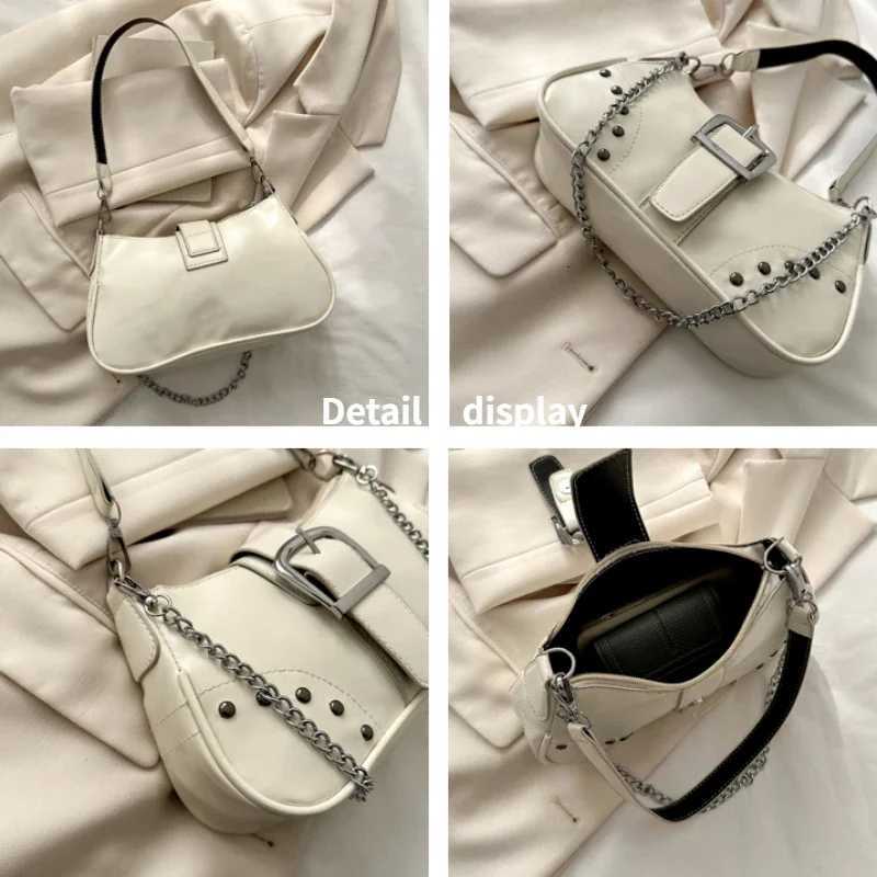 Vintage Womens Shoulder Bags Solid Color Ladies Underarm Bag FAshion Chain Small Handbags PU Leather Female Tote Purse Y250719