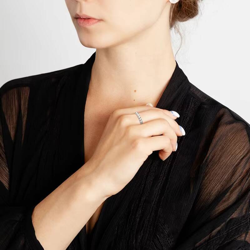 Classic Design 3MM 0.1ct Moissanite 925 Sterling Silver Full Stones Eternity Wedding Bands Tennis Ring for Women