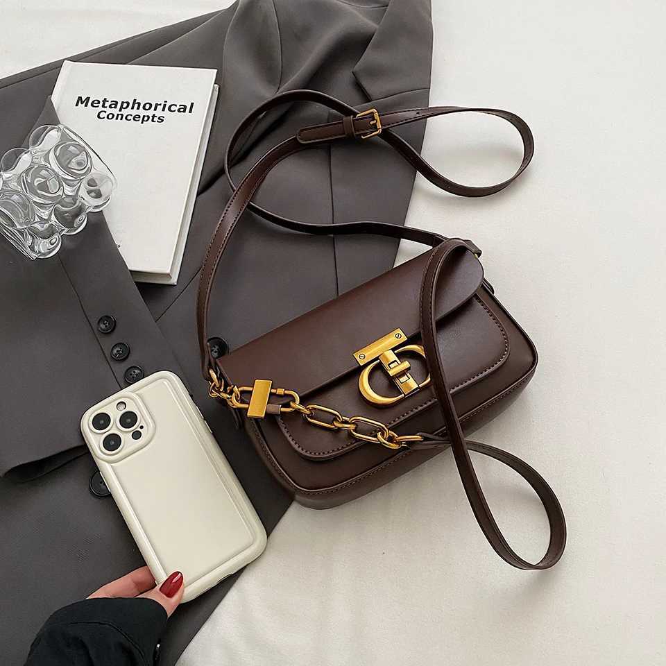 Small Pu Leather Bag Womens Fashion Lock Womens Crossbody Shoulder Sac Senior Handbag Underarm Bag Designer Y250719