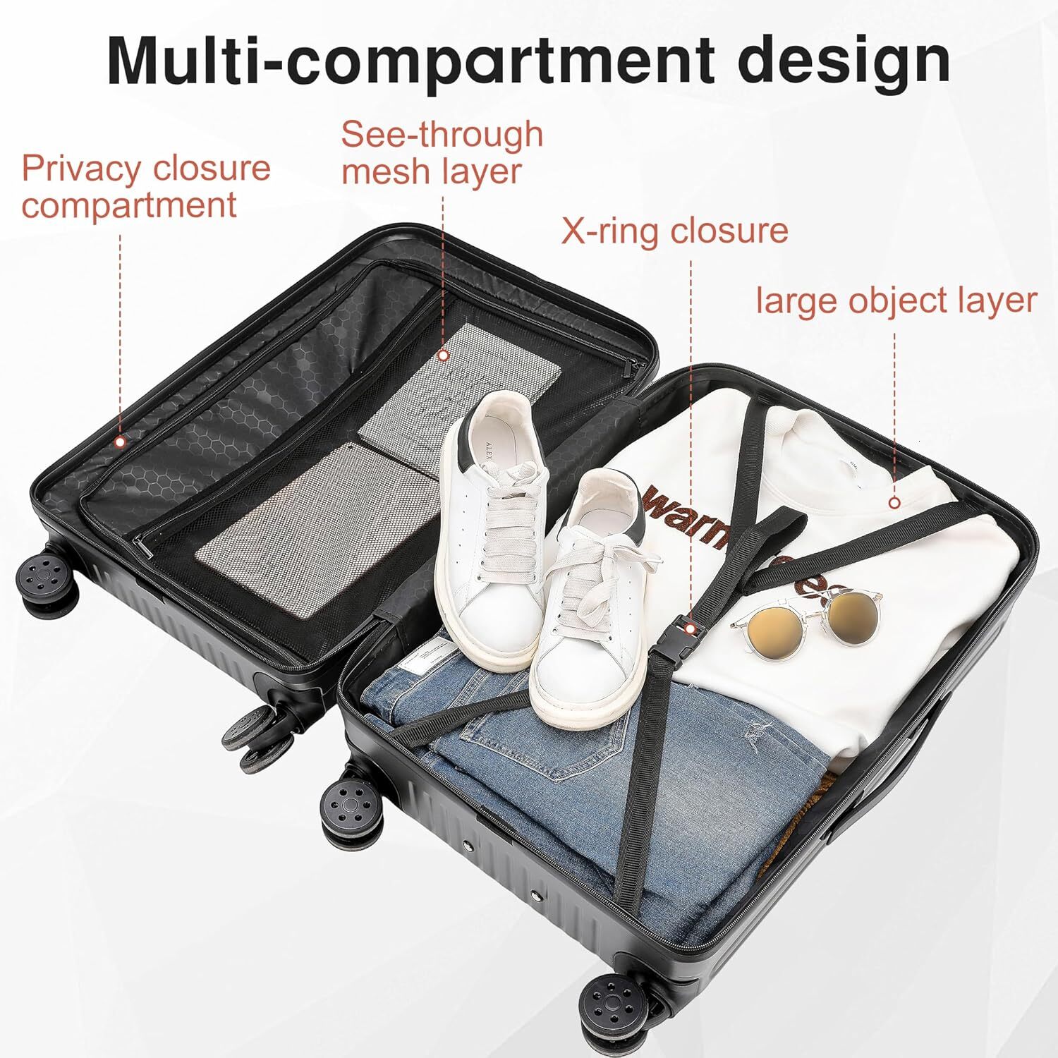 DHYMX VentureVault Lage 22x14x9 Airline Approved, 20 Inch Hard Shell Carry On Lage, Suitcase designer bag Carry-on Small Siutcase with Wheels (Grey, 1