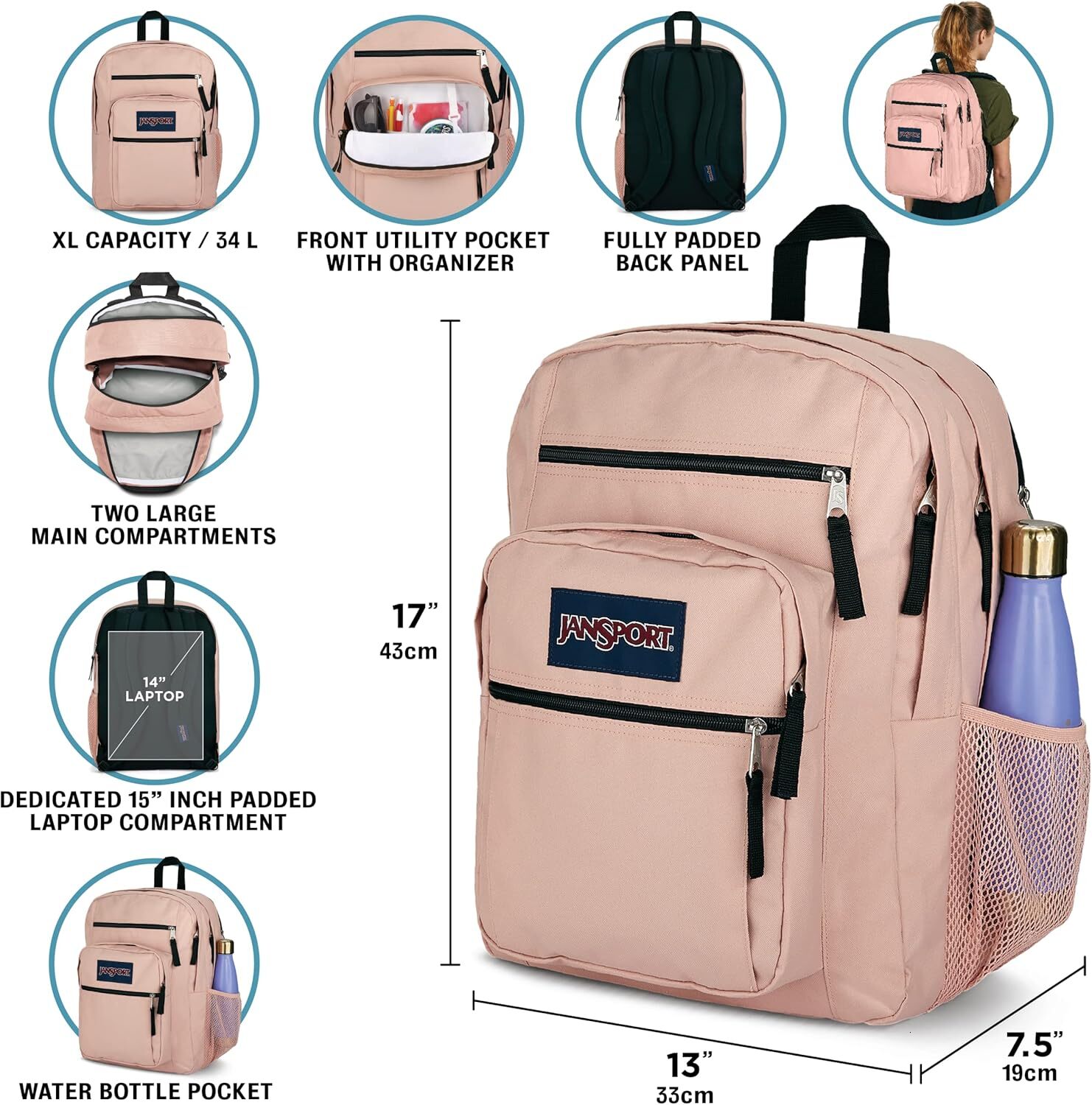 DHYMX JanSport Backpack Computer Bag with 2 Compartments, Ergonomic Shoulder Straps, 15 Laptop Sleeve, designer bag Haul Handle - Red Tape