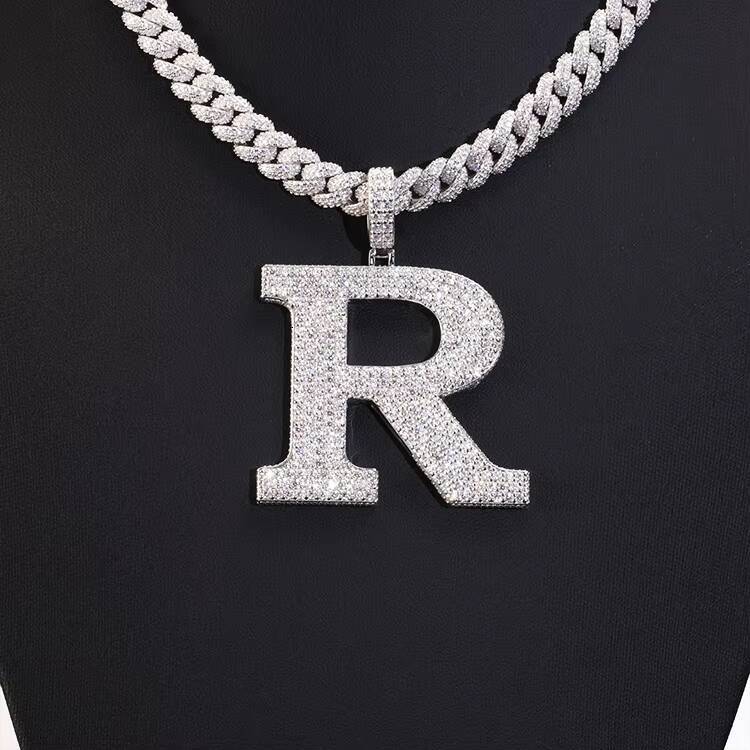 Fashion Hip Hop Jewelry Shine Diamond VVS Moissanite Iced Out 925 Silver Name Pendant Letter Pendant for Men