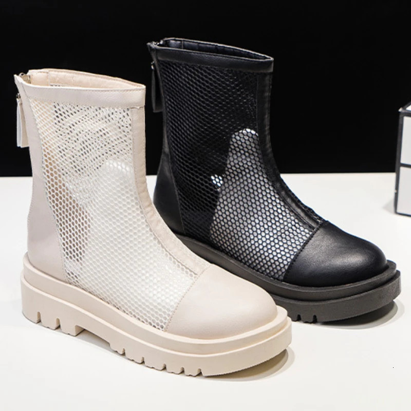2025 Womens Large size Cool Boots Outdoor hollow comfortable shoes Female breathable mesh boots Casual fashion ladies Sandals 250714