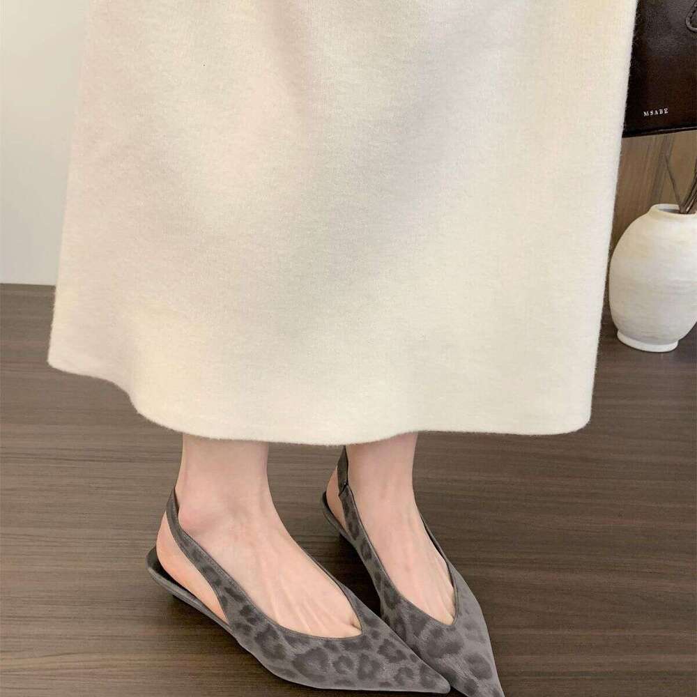 French Elegant Wedge Pointed Open Back Mules Closed Toe Sandals for Women 2025 Summer Gentle Fairy Style Evening Shoes