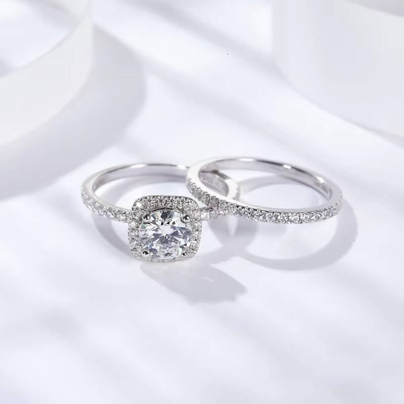 D Color Moissanite Ring Set Jewelry Women 925 Silver Wholesale Designer Jewelry Engagement Wedding Fashion Rings