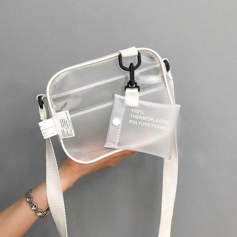 Causual Transparent Clear Woman Crossbody Bags Shoulder Bag Handbag Jelly Small Phone Bags With Card Holder Wide Straps Flap Y250719