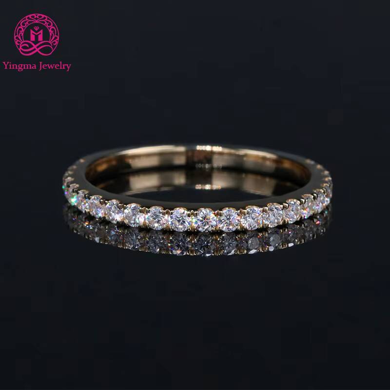 Customized 14K Solid Gold Jewelry 9k 10k 18k Yellow Gold DEF VVS-VS Lab Grown Diamond Eternity Ring for Wedding Engagement
