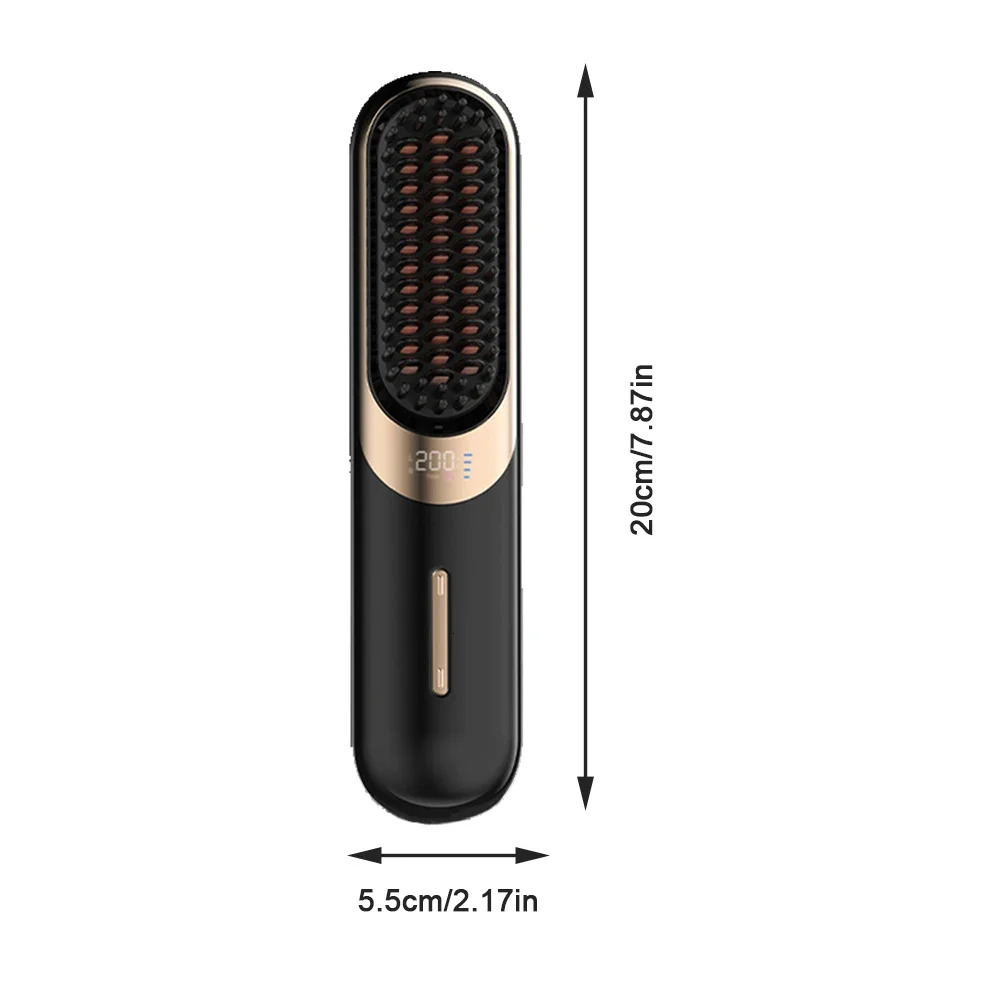 LED Electric Hair Brushes Cordless Hair Straightener Brush Portable Straightening Brush Negative Ions Comb USB Charge 250717