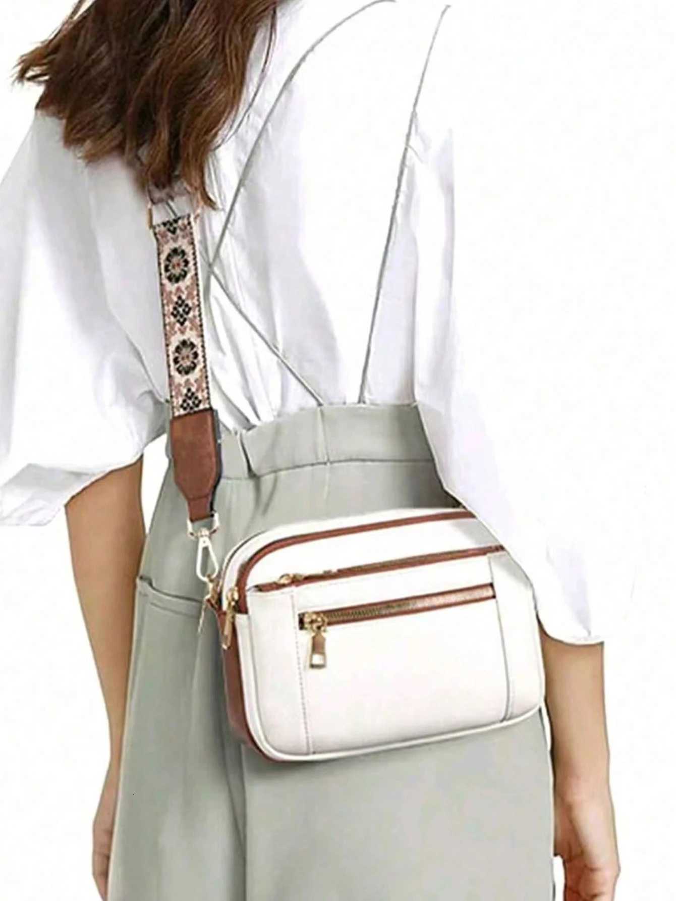 New fashion classic Joker pattern woven shoulder strap solid color pu waterproof fabric Europe and the United States multi Y250719