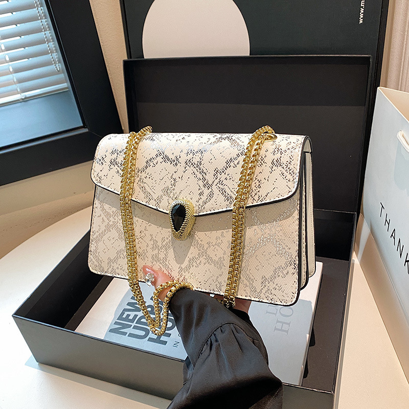 Luxury Brand Designer Bag Snake Pattern Bag Women's Bag Cross-Border Bags 2024 New European And American Retro Chain Bag Women's Single Shou