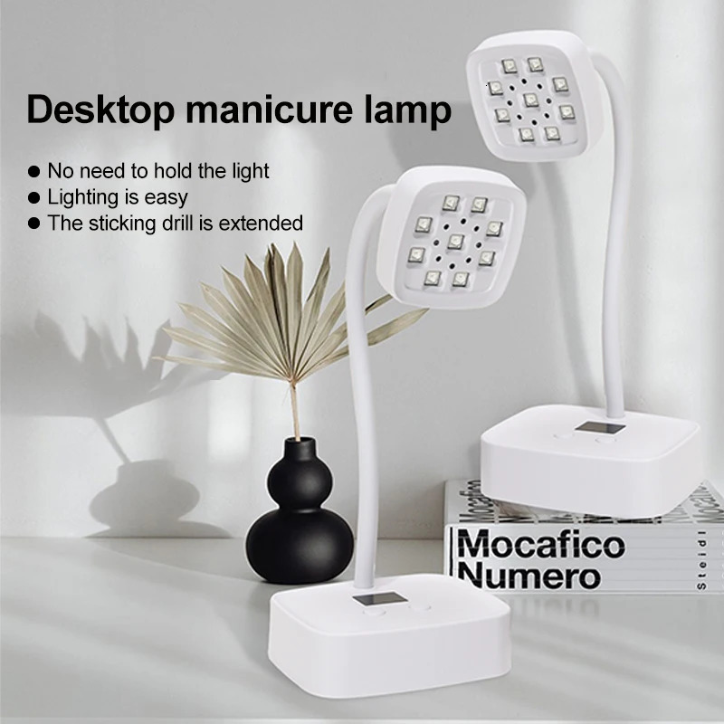 Rechargeable 9 LED UV Desk Lamp 360° Bendable for Nails Gel Polish Quick Dry Portable Manicure Salon Wireless Nail Dryer Tools 250716