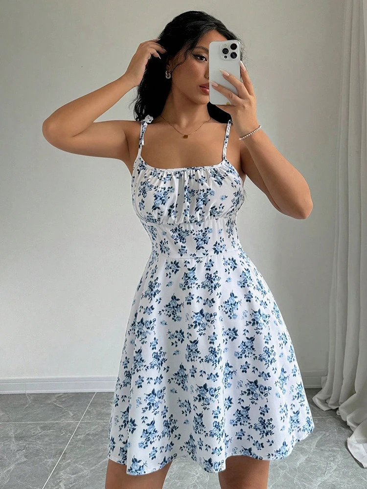 Womens Summer Floral Spaghetti Strap Beach Short DressWomens DressesWoman ClothingWoman ClothesSundress In Dress 2025 250717
