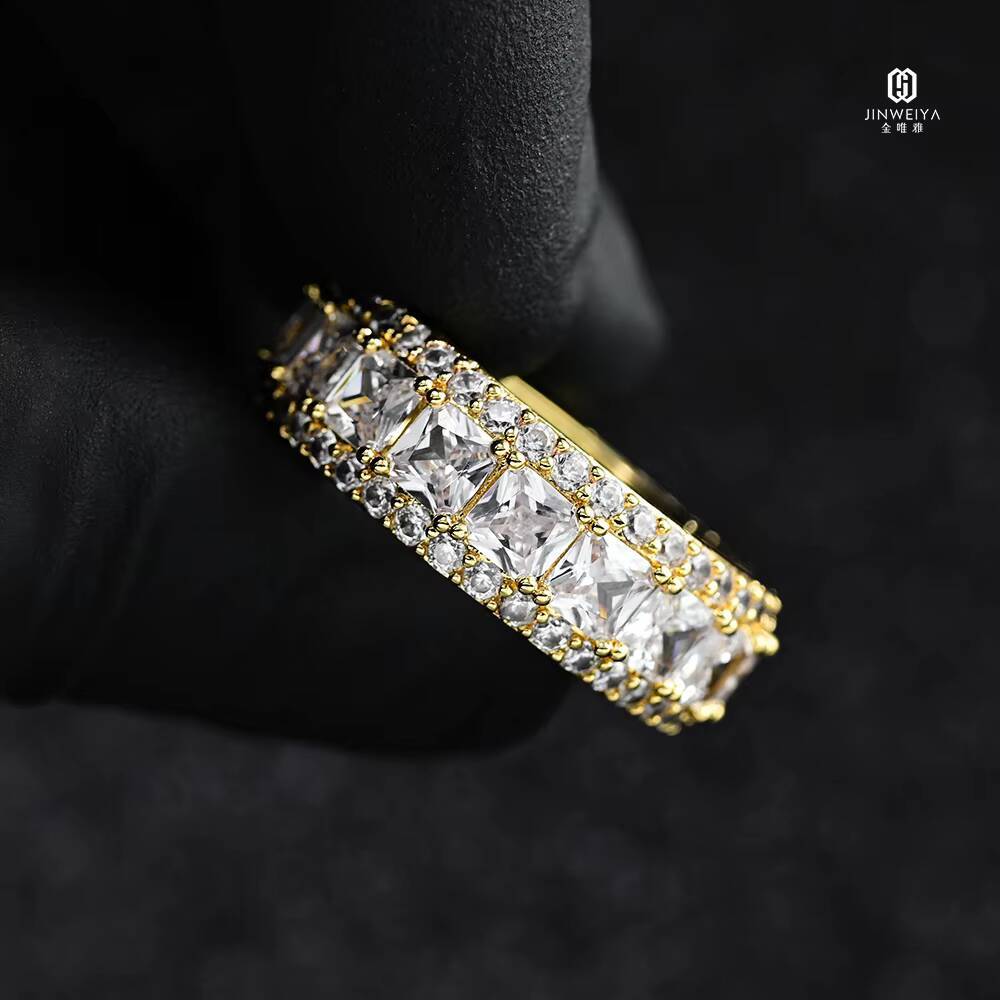 D Mosan 925 Sterling Silver VVS Diamond Wheel Ring Mens Hip Hop Eternity Cuban Fine Jewelry with Moissanite