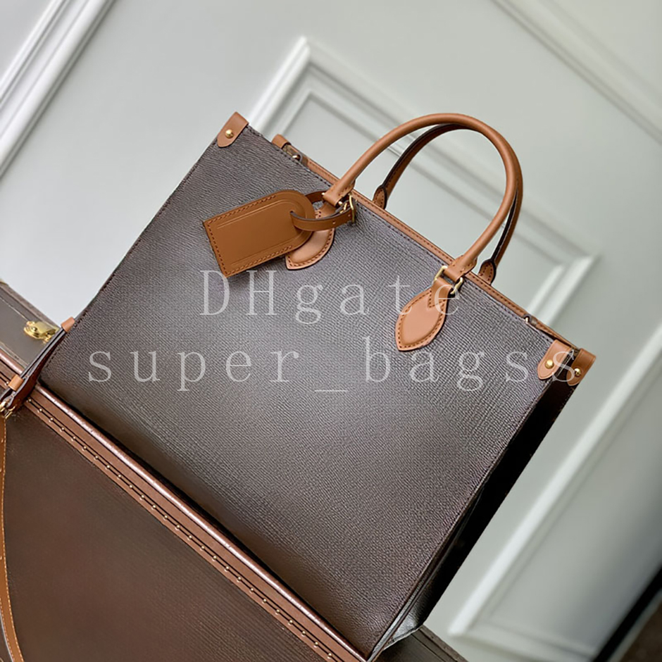 Organizer tote bag Medium shopping bag Mirror quality handbag Coated canvas grained leather Crossbody bag luxury designer bag 37CM shoulder bag with box LO01F1