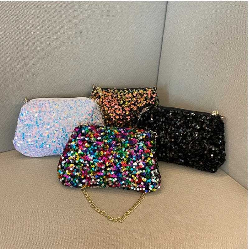 Womens handbag color sparkles single shoulder armpit handbag chain fashion handbag small women Y250719