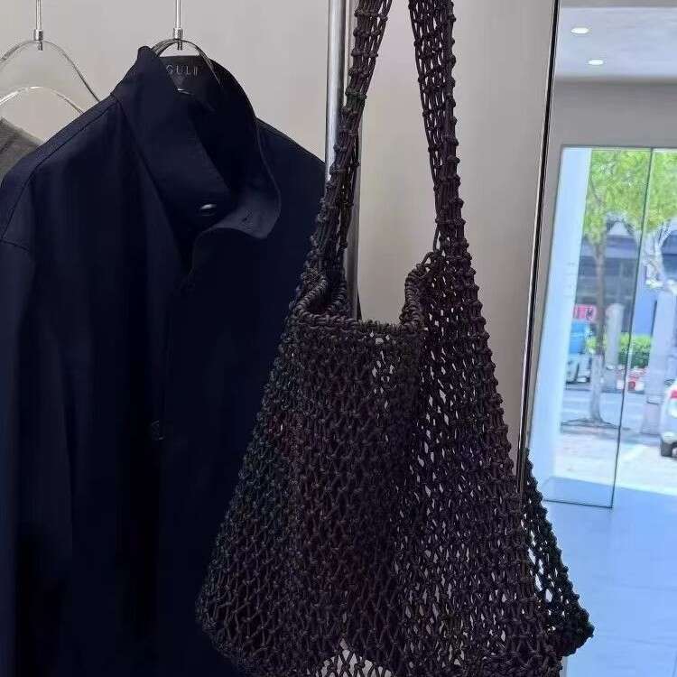 New Trendy Fashion Versatile Handwoven Cool Mesh Travel Vacation Tote Design Shoulder Bag