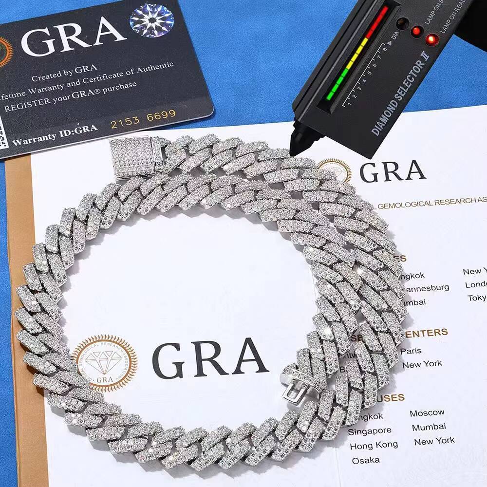 925 Sterling Silver Moissanite Cuban Link Chain for Men Full Iced Out 6-15MM Width Hip Pop Style Strand for Weddings and Gifts