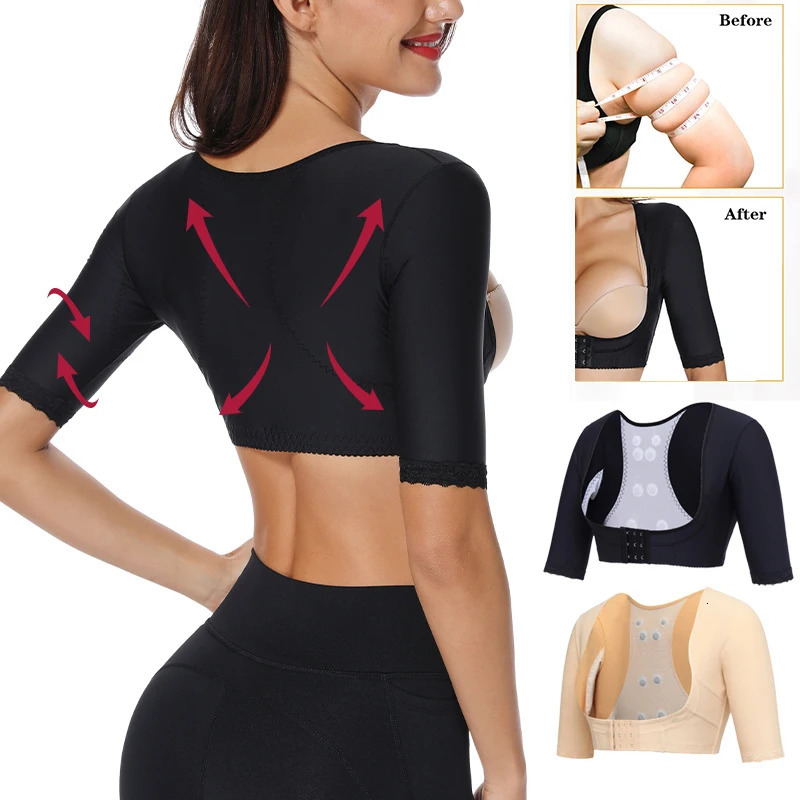 Upper Arm Shaper for Women Post Surgery Compression Sleeves Slimmer Posture Corrector Top Front Closure Breast Support Shapewear 250716
