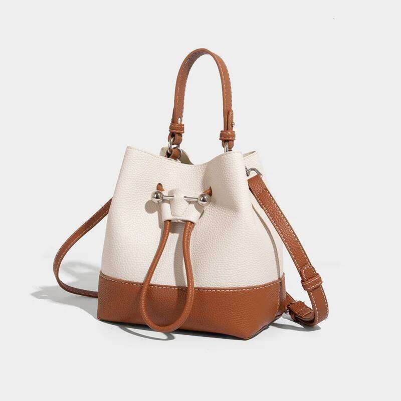 Women's Summer Fashion PU Splicing Canvas Bucket New Design Retro Large Capacity bag Off-Road Handbag Shopper Bag And Walle