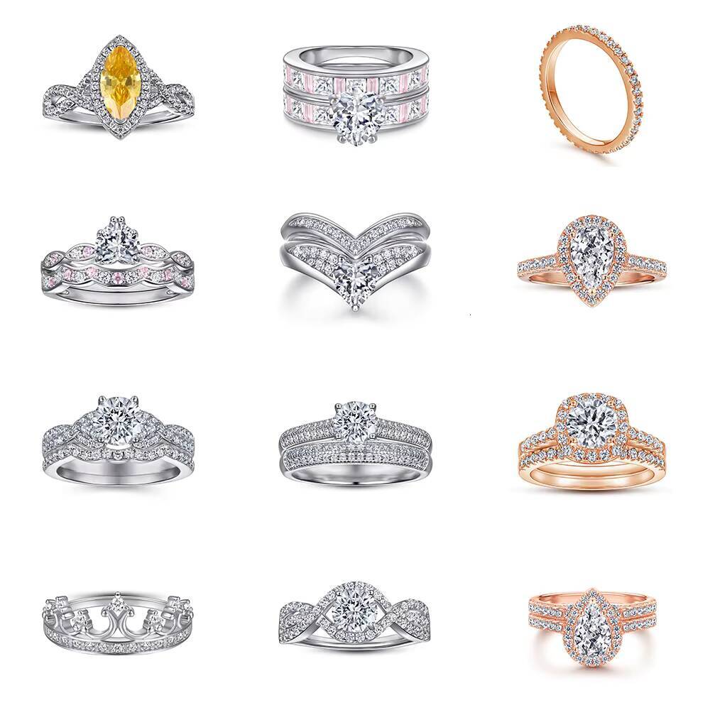 Custom Silver 925 Jewelry 14k 18k Gold Plated Engagement Stacking Gemstone Diamond Wedding 925 Sterling Silver Baguette Rings