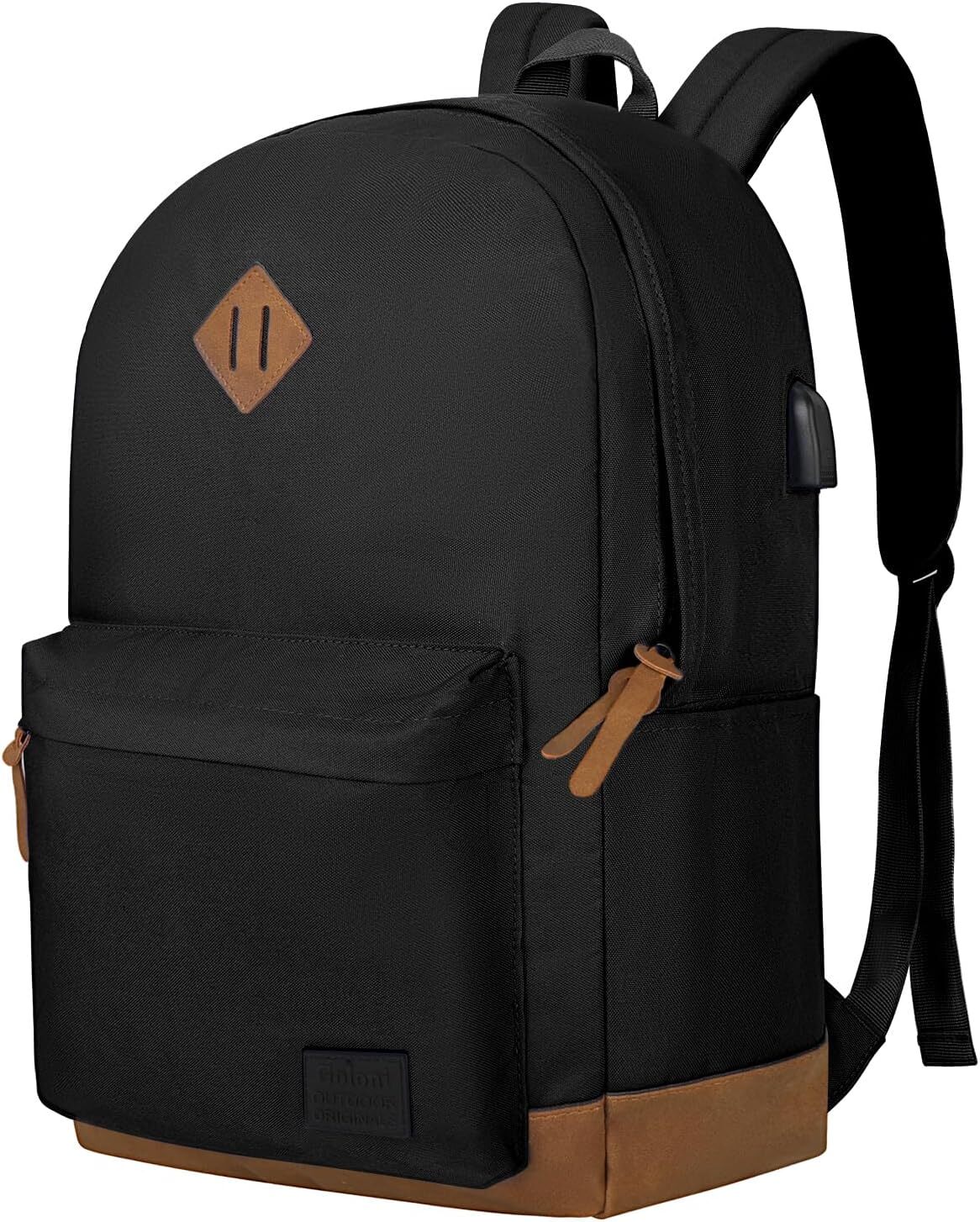 YMX 741 611 Goloni Classic with USB Charging Port,Water Resistant Anti-Theft Travel Backpack for Men & Women,Laptop Backpack,Fits 17.3 Inch Laptop,Bla